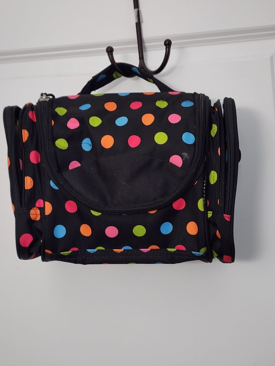 Handbags - 5/$30 Black Polka Dot Hanging Travel Toiletry Bag